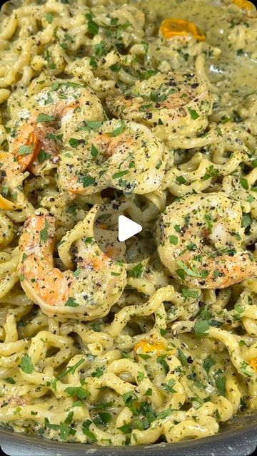 Chef Chuck Kerber on Instagram: "Pesto Shrimp with Fusilli and Garden Tomatoes

Ingredients:

1 pound 13-15 shrimp, peeled and deveined
2 cups multi-colored cherry tomatoes

1 pound fusilli Col Buco pasta, cooked

For the pesto

Ingredients:

4 cups fresh basil
1/4 cup minced garlic
2 cups pine nuts
1 cup good quality extra virgin olive oil
2 cups freshly grated parmigiano reggiano
Zest of 1 l lemon
Juice of 1 lemon
1 teaspoon Kosher or sea salt
1 tablespoon fresh-cracked black pepper

Directions:

Place all of the ingredients in a food processor and blend until smooth.  Reserve.

For the sauce

Ingredients:

1/2 cup cubed butter
1/4 cup minced garlic
1/2 cup chopped shallots
1/2 cup white wine (I used pinot Grigio)
1 cup prepared basil pesto
2 cups heavy cream

Directions:

Place a large Garden Tomato Recipes, Pesto Ingredients, Pesto Shrimp, Garden Tomatoes, Pasta Making, Tomato Garden, Parmigiano Reggiano, Pinot Grigio, Basil Pesto