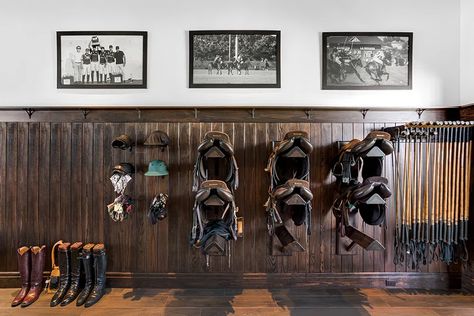 Tour a Modern Equestrian Estate in Wellington - STABLE STYLE Modern Tack Room, Equestrian Interior Design, Equestrian Interior, Barn Pool House, Modern Equestrian, Stable Style, Tack Rooms, Wellington Florida, Equestrian Shop