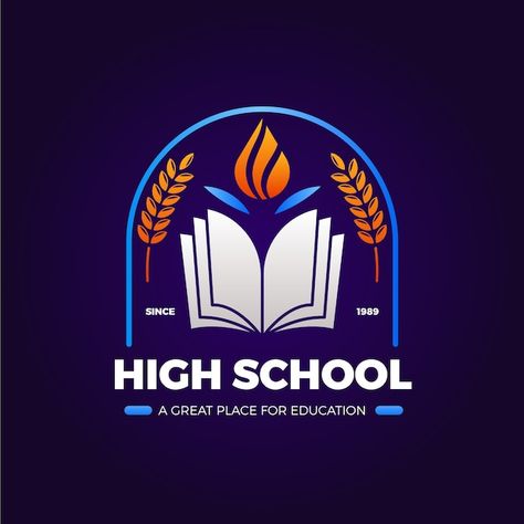 High School Logo Design, School Logo Design, High School Design, Education Logo Design, Good Morning Sweetheart Quotes, Vector Gradient, Education Logo, Whatsapp Dp Images, Logo Design Free