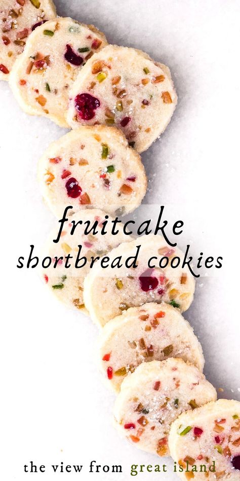 Christmas Confections, Slice And Bake Cookies, Easy Shortbread, Fruit Cake Cookies, Candy Creations, Christmas Eats, Christmas Meals, Fruit Cookies, Shortbread Cookie Recipe