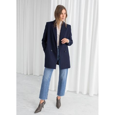 Wool Blazer Outfit Women, Wool Blazer Outfit, Blazer Outfit Women, Navy Blue Outfit, Blazer Outfits For Women, Herringbone Blazer, Blazer Outfit, Navy Blue Blazer, Blue Outfit