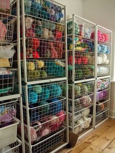 a smaller version of this would be perfect for my mom and helping her organize her yarn -- found out that this is the Antonius system from Ikea: http://www.ikea.com/us/en/catalog/products/S19876454/ Ikea Antonius, Organizing Yarn, Organize Yarn, Yarn Room, Crochet Room, Weaving Studio, Knitting Room, Yarn Collection, Yarn Organization