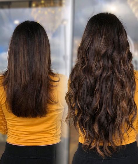 21 inches of transformational love by @eyepaintbeauty . . . #hairtalkextensions #hairextensions #hair #hairgoals #hairinspo #extensions… Extensions Hair Brown, Long Brown Hair Extensions, Sew In Extensions, Brown Hair Extensions, Undercut Long Hair, Black Wavy Hair, Wavy Hair Extensions, Extension Hair, Brown Hair Inspo