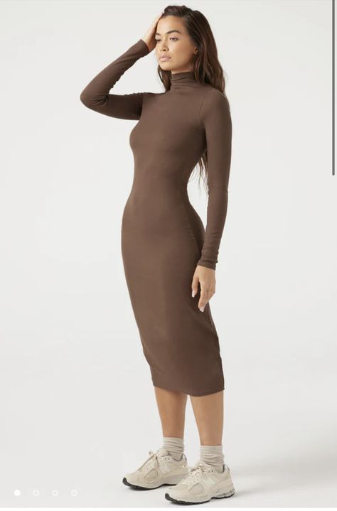 Mock Neck Midi Dress, Mockneck Dress, Joah Brown, Mauve Dress, Ribbed Midi Dress, Mock Neckline, Sleeve Midi Dress, Long Sleeve Midi, Long Sleeve Midi Dress