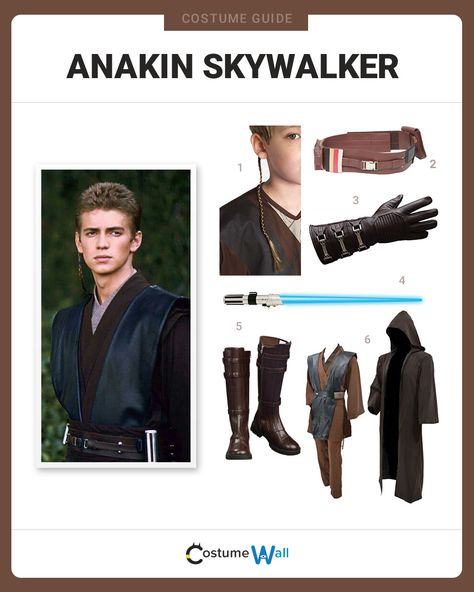 The best costume guide for dressing up like the young Jedi, Anakin Skywalker, who is played by Hayden Christensen in Revenge of the Sith. Ray Skywalker Costume, Anikan Skywalker Costume Diy, Padme And Anakin Costume Diy, Sims 4 Cc Anakin Skywalker, Anakin Costume Diy, Anakin Skywalker Costume Girl, Diy Anakin Skywalker Costume, Anakin Skywalker And Padme Costume, Anakin Skywalker Halloween Costume