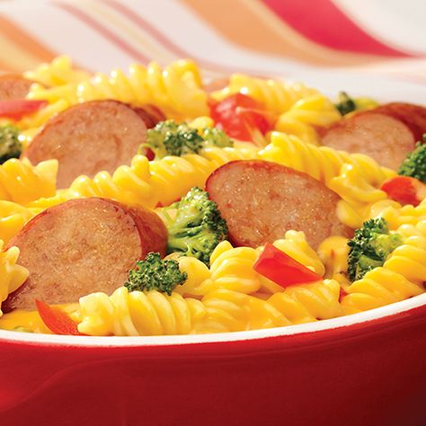 Mac and cheese with veggies and delicious Eckrich Smoked Sausage #casserole #recipe Eckrich Sausage, Diy Sausage, Smoked Sausage Casserole, Delish Dinners, Cheesy Mac, Winco Foods, Smoked Sausages, Quick Delicious Dinner, Smoked Sausage Recipes