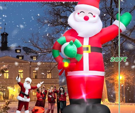 20 FT Giant Christmas Inflatables Santa Claus Outdoor Decoration, Huge Santa Blow Up Yard Decorations Built-in LED Lights with Blower for Home Lawn Parks Shopping Malls Squares Xmas Party Blow Up Santa, Inflatable Christmas Decorations Outdoor, Christmas Cartoon Characters, Inflatable Party Decorations, Inflatable Christmas Decorations, Inflatable Santa, Holiday Inflatables, Christmas Yard Decorations, Yard Decorations