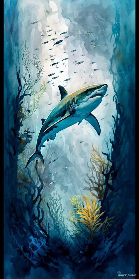 Megalodon Shark Art, Sharks Painting, Shark Artwork, Funny Optical Illusions, Pirate Ship Art, Shark Painting, Shark Illustration, Shark Pictures, Shark Drawing