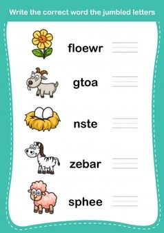 Jumbled Words, Worksheets For Class 1, English Worksheets For Kindergarten, Grammar For Kids, Kindergarten Reading Worksheets, English Worksheet, Alphabet Worksheets Preschool, Learning English For Kids, English Grammar Worksheets