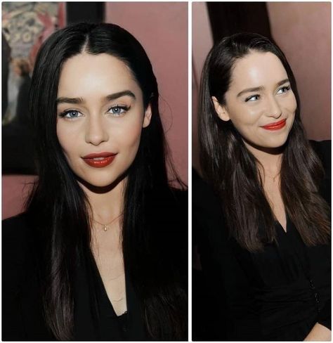 Emilia Clarke Hair, Emilia Clarke Style, Celebrity Makeup Looks, Loose Hair, A Ponytail, Gemma Arterton, Long Dark Hair, Mother Of Dragons, Emilia Clarke