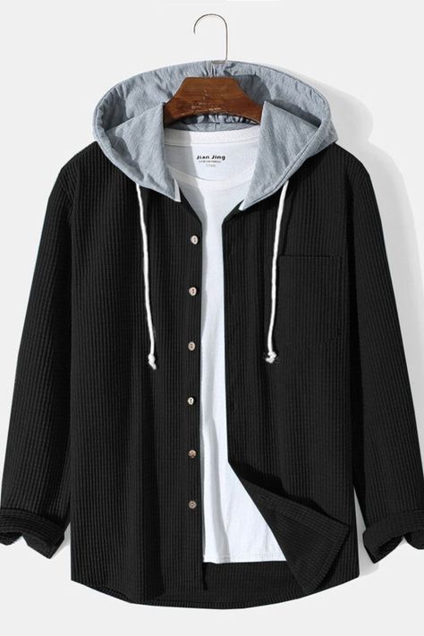 Hooded Shirts Autumn Patchwork, Hooded Shirts, Pattern Hoodie, Coat For Men, Oversized Shirts, Hooded Shirt, Hoodies For Men, Corduroy Jacket, Mens Sweatshirts Hoodie