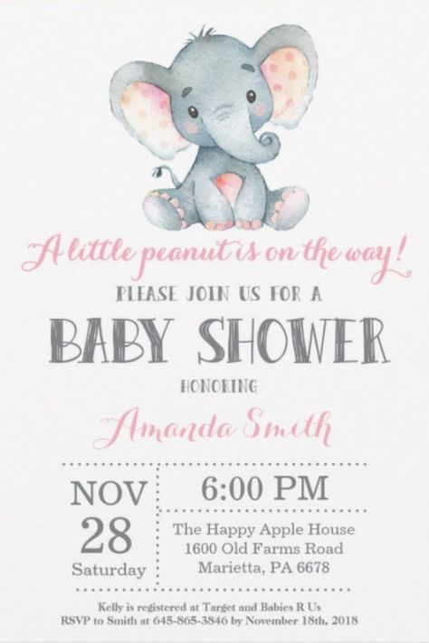 Elephant Baby Shower Theme, Boho Baby Shower Invitations, Elephant Baby Shower Invitations, Pink Baby Shower Invitations, Elephant Theme, Woodland Baby Shower Invitations, Elephant Baby Showers, Invitation Pink, Elephant Baby Shower