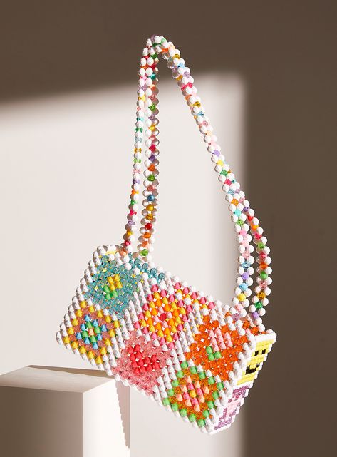 Granny Square Beaded Bag, Beaded Granny Square, Beads Bag, Hand Beaded Bag, Bead Bag, Beaded Bag, Beaded Handbag, Square Bead, Beaded Purses