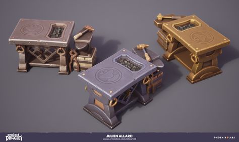 ArtStation - Project Dragon (unreleased) - Blacksmith_Table_Tier3 Shop Concept Art, Environment Props, Blacksmith Shop, Prop Design, Breath Of The Wild, Sandbox, Whimsical Art, Blacksmithing, 3d Art