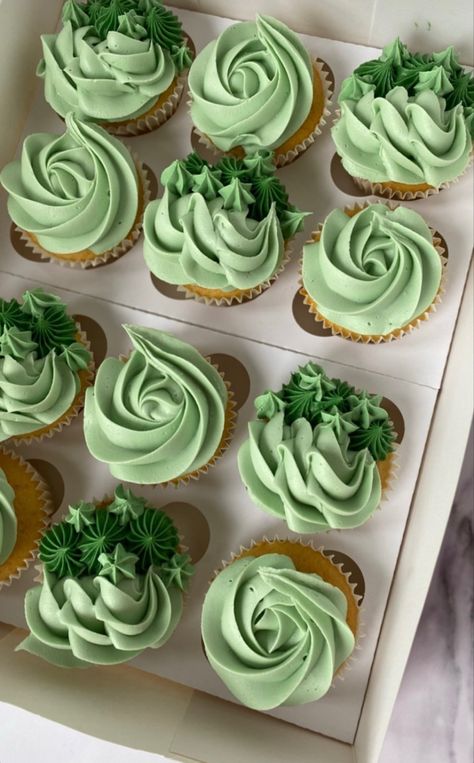 Green Cupcakes Ideas, Sage Green Cupcakes, Succulent Theme, Green Cupcakes, Tropical Birthday Party, My Homies, Dinosaur Birthday Cakes, Cupcakes Ideas, Bday Party Theme