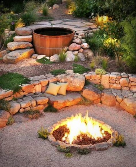 Fire Pit Ideas, Cool Fire Pits, Diy Swimming Pool, Seating Ideas, Fire Pit Designs, Diy Fire Pit, Backyard Fire, Fire Pit Backyard, Garden Seating