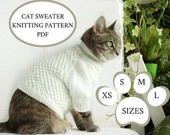 Cat With Sweater, Cat Sweater Knitting Pattern, Cat Sweater Pattern, Pet Crochet, Pet Clothes Patterns, Cat Knitting, Kitten Sweater, Cat Clothing, Sweater Knitting Pattern