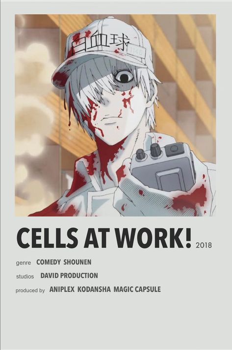 Cells At Work Poster, Minimal Anime Posters, Anime Title Poster, Anime Posters Minimalist, Anime Film Poster, Anime Id Card, Cell At Work, Anime Recomendation, Animes List