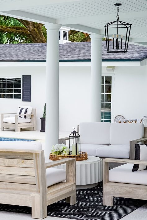 Ready for Guests on our Covered Patio - Fashionable Hostess Fashionable Hostess, Huge Houses, Weathered Teak, Outdoor Patio Space, Light Colored Wood, Outdoor Furniture Collections, Teak Outdoor, Teak Furniture, Outdoor Wood