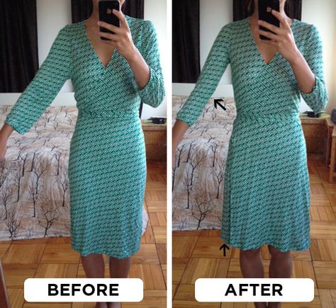 Get familiar with easy at-home alterations that you can do yourself. | 17 Super Useful Styling Tips For Women Under 5'4 How To Alter Sleeves That Are Too Big, How To Alter A Dress That Is Too Big, Alter Clothes, Clothing Refashion, Learn Sewing, Sewing Tricks, Sewing Alterations, Extra Petite, Sewing Clothing