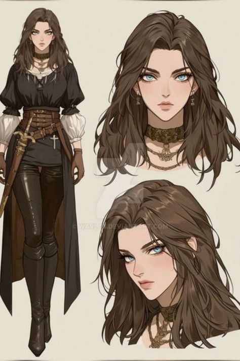 Character Design Outfits Female, Dnd Cosplay Female, Serious Character Design, Superhero Oc Female Outfit, Dnd Character Outfits, Character Clothes, Female Character Concept, Clothing Design Sketches, Western Women