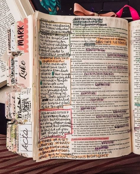 Bible journaling Acts 7 • Christianity • Faith Acts 3 Bible Journaling, Acts 4 Bible Journaling, The Book Of Acts Bible Study, Book Of Acts Bible Journaling, Marked Up Bible, Acting Journal, Acts Bible Journaling, Acts Bible Study, Bible Marking