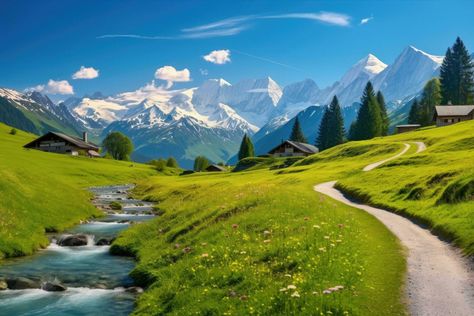 Switzerland Landscape, Hd Landscape, Switzerland Photography, Alps Switzerland, Spring Landscape, Tree Saw, The Alps, Cityscape Photos, Photography Wallpaper