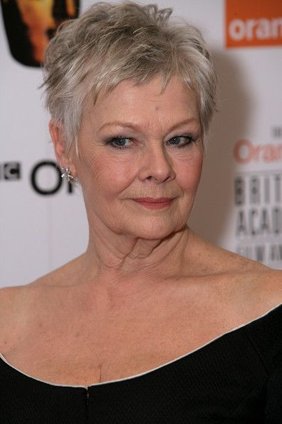 Judi Dench lets her hair go platinum white. Description from pinterest.com. I searched for this on bing.com/images Xv Hair, Judy Dench Hair, Judy Dench, Heavy Highlights, Hair Brunette, Judi Dench, Hairstyle Trends, Short Grey Hair, Super Short Hair