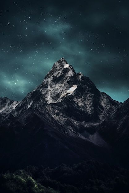 Mountain Painting Night, Night Mountain Painting, Ramiel Mountain, Velaris Mountains, Night Sky Mountains, Mountain Night Sky, Artist Moodboard, Mountains Dark, Night Sky Landscape