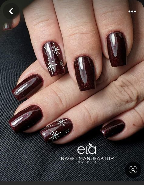 Dark Christmas Nails Short, Dark Holiday Nails, Burgundy Christmas Nails, Dark Christmas Nails, Dark Red Christmas Nails, Dark Burgundy Nails, Burgundy Acrylic Nails, Christmas Burgundy, Nails Designs Ideas