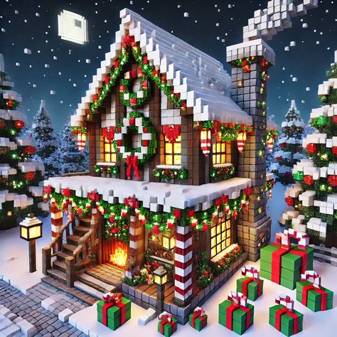 [AI] Ginger Bread House Minecraft, Mincraft Idea Houses Christmas, Minecraft Holiday House, Minecraft Christmas House Ideas, Minecraft Santas Workshop, Christmas Town Minecraft, Minecraft North Pole, Gingerbread House Minecraft, Minecraft Snowy Builds