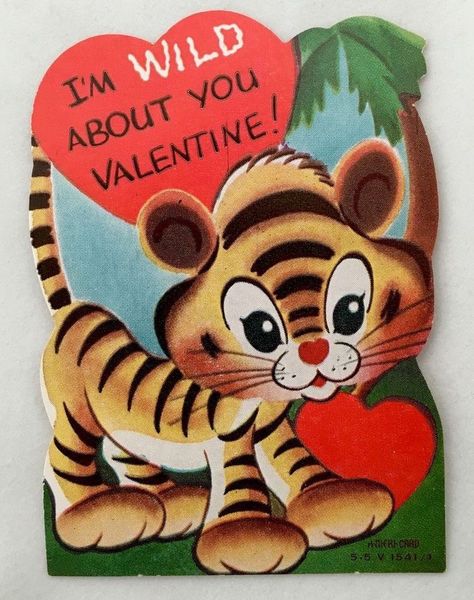 Im Yours, Valentine History, Vintage Valentines Day, Childrens Valentines, Valentine Vintage, Valentines Illustration, Vintage Valentine Cards, Tiger Cub, Retro Valentines