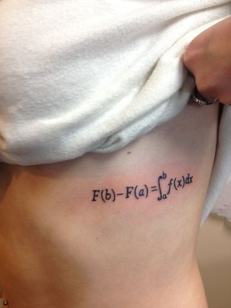 My fundamental theorem of calculus tattoo! Calculus Tattoo, Physics Tattoos, Chemistry Tattoo, Science Tattoo, Science Tattoos, Country Tattoos, Symbol Tattoo, Stylist Tattoos, Architecture Tattoo