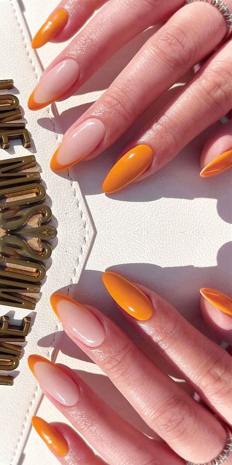 French Orange Tips Fake Nails Fall Press on Nails Medium Acrylic False Nails Autumn Nail Art Check more at https://mangadexx.com/french-orange-tips-fake-nails-fall-press-on-nails-medium-acrylic-false-nails-autumn-nail-art/ Orange Tips, Fall Press On Nails, French Orange, Orange Nail Art, Fall Nails Designs, Autumn Nail Art, Kids Nail Designs, Orange Nail Designs, Orange Nail