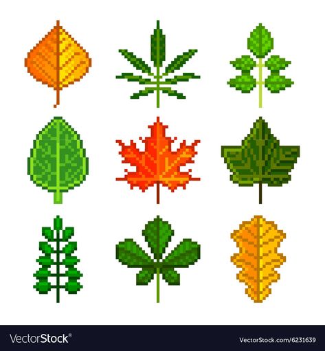 Pixel Leaf, Pixel Leaves, Image Pixel Art, Nasa Wallpaper, Pixel Art Tutorial, Diy Science, Crochet Wall Hangings, Tiny Plants, Needlepoint Tapestry