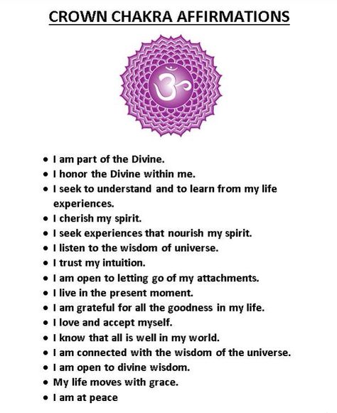 Crown Chakra affirmations Crown Chakra Meaning, Crown Chakra Balancing, Open Crown Chakra, Crown Chakra Meditation, Crown Chakra Mantra, Crown Chakra Affirmation, Swadhisthana Chakra, Manipura Chakra, Yoga Nature