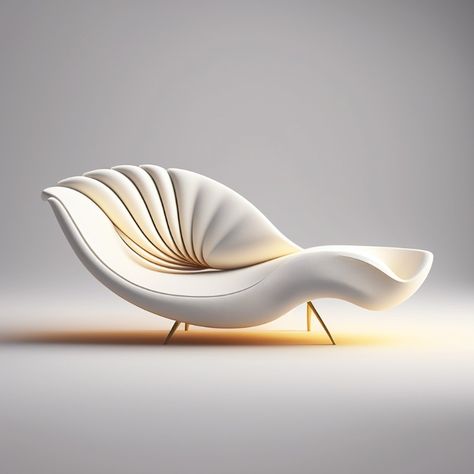 Shell Inspired Furniture, Shell Furniture Design, Ocean Furniture, Shell Sofa, Shell Furniture, Unique Chairs Design, Furniture Design Sketches, Fantasy Furniture, Elegant Living Room Decor