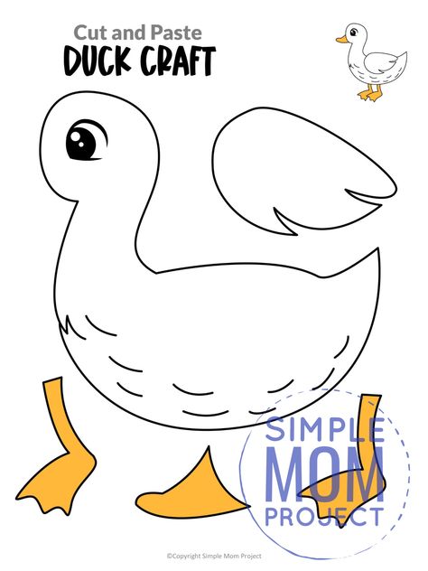 Duck Template, Duck Craft, Scissors Skills, Duck Crafts, Farm Animal Crafts, Yellow Crafts, Farm Craft, Animal Craft, Puppets Diy