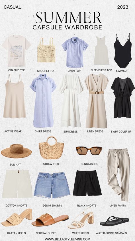 Beachy Capsule Wardrobe, Summer Beach Wardrobe, Chic Summer Capsule Wardrobe, Bahamas Capsule Wardrobe, Euro Summer Wardrobe, Nautical Capsule Wardrobe, Summer Weekend Capsule Wardrobe, All Inclusive Capsule Wardrobe, 2023 Summer Wardrobe