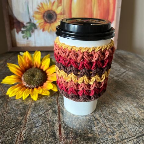 Autumn Cup Cozy Fall Cup Cozy Togo Sleeve Coffee Holder - Etsy Crochet Cup Holder, Autumn Cup, Coffee Holder, Cozy Crochet, Farewell Gifts, Homemade Candies, Cup Cozy, Gifts For Office, Craft Sale