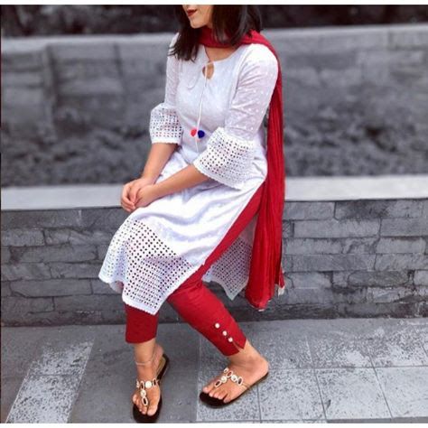 Chikan Kari Embroidery, Chikan Kurti, डिजाइनर कपड़े, Button Embroidery, Pant Design, Women Kurti, Indian Kurti Designs, Kurti Sleeves Design, Churidar Designs