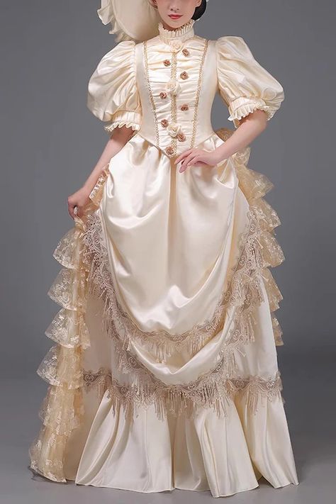 European Style Long Sleeves Multi-layer Ruffle Classic Elegant Princess Victorian Dress 3 Colors – LolitaInside European Vintage Dress, Early 1700s Dresses, Princess Dress Ideas, White Victorian Dress, Princess Dress Short, Belles Dress, Victorian Era Dresses, Layered Sleeves, Victorian Dresses