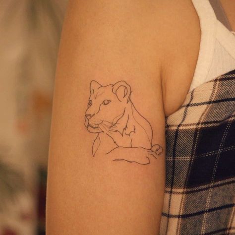 Lion Tattoo Ideas For Men, Small Lion Tattoo For Women, Simple Lion Tattoo, Mickey And Minnie Tattoos, Lioness Tattoo Design, Lion Tattoo Ideas, Female Lion Tattoo, Lion Shoulder Tattoo, Small Lion Tattoo