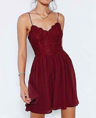 Dark Red Cocktail Dress, Dresses Lace Short, Chic Minimalista, Backless Homecoming Dresses, Pleated Skater Dress, Backless Cocktail Dress, Red Skater Dress, Cocktail Sauce, Red Evening Dress