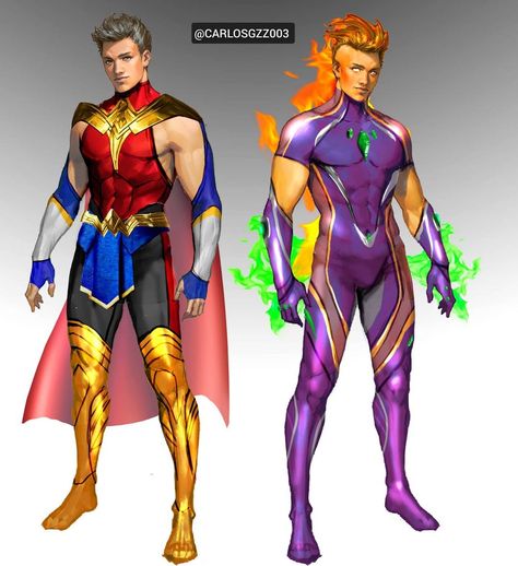 Carloz Gzz 🌙 on Instagram: “Check out my GenderBend 🔥 #WONDERWOMAN & #STARFIRE designs!👀 FAVORITE?! . 💥💥💥 IF You Want To Cosplay My Designs m Plz Ask Me💥💥💥💥 .....…” Wonder Woman Genderbend, Male Version Of Starfire, Genderbent Starfire, Starfire Genderbend, Male Starfire, Starfire Design, Superhero Character Design, Fit Drawing, Super Hero Design