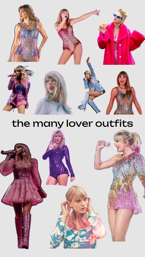 the many lover outfits #lover #taylorswift #erastour #erastouroutfits Taylor Swift Costume, Taylor Swift Lover, Taylor Outfits, Lover Era, Taylor Swift Outfits, Big Show, Taylor Swift Album, First Night, Taylor Swift