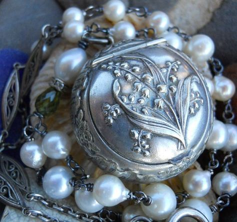 SALE...Humility Antique French Lily of the by HappyMoonDesigns Etiquette Vintage, Wire Wrapped Chain, Handmade Jewlery, Assemblage Necklace, Jewelry Lockets, Repurposed Jewelry, Chatelaine, 판타지 아트, Tourmaline Gemstone