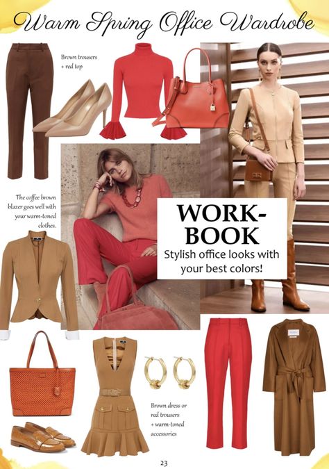 True Spring Palette, Warm Spring Palette, Warm Spring Color Palette, True Spring Color Palette, Warm Spring Outfits, True Spring Colors, True Spring, Colour Analysis, Red Trousers