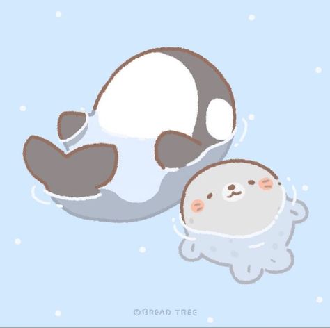 Orca Art, Cute Animal Art, Cute Seals, Little Drawings, Cute Animal Drawings Kawaii, Cute Doodles Drawings, Chibi Drawings, Cute Little Drawings, Cute Animal Drawings