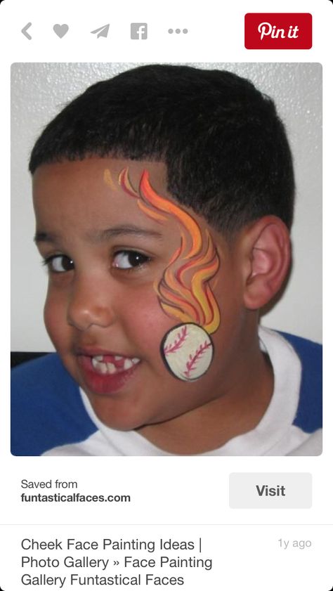 Baseball Face Painting Images, Festival Face Paint, Face Painting Ideas, Paint Gallery, Face Painting For Boys, Cheek Art, Festival Face, Face Paints, Face Painting Easy